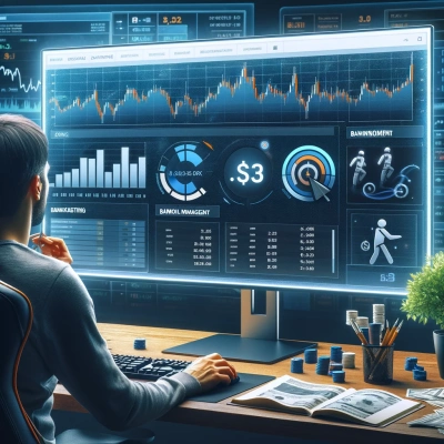 una persona davanti a uno schermo del computer, che esamina attentamente il suo budget per le scommesse sugli e-sports